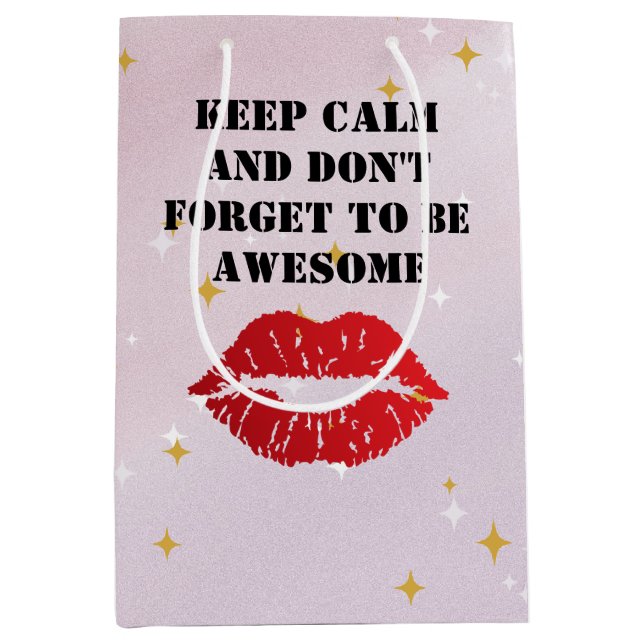 Bold Red Lips Aesthetic Medium Gift Bag (Front)