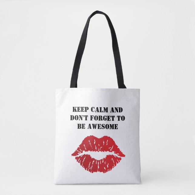 Bold Red Lips Aesthetic Tote Bag (Front)
