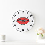 Bold Red Lips Pop Art Large Clock<br><div class="desc">Add a pop of colour and style to any room with this striking wall clock featuring big, bright red lips! This eye-catching design is perfect for anyone looking to make a bold statement in their home or office. The vivid red lips stand out against the clock's background, adding a touch...</div>