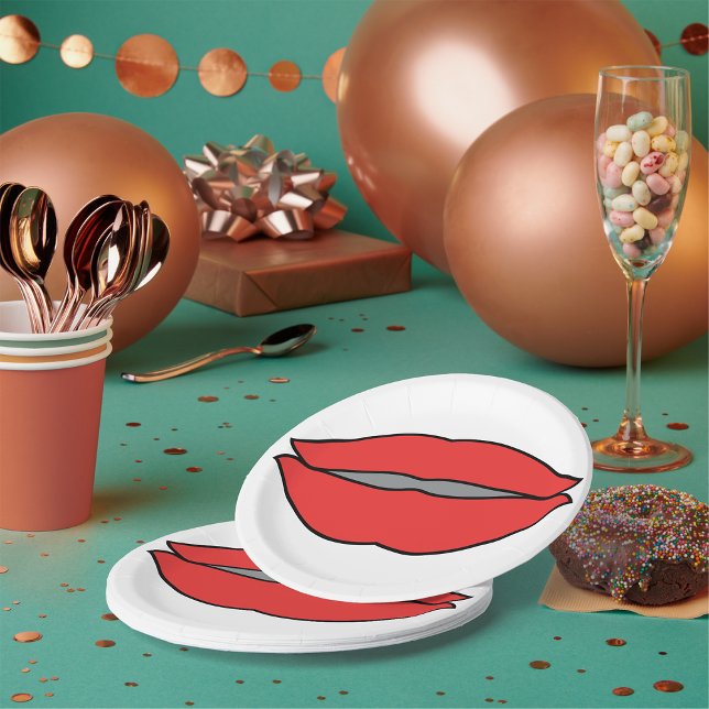 Bold Red Lips Pop Art Paper Plate (Creator Uploaded)