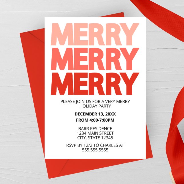 Bold Red Merry Holiday Party Invitation (Creator Uploaded)