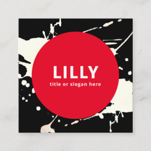 Bold Red Modern Painted Abstract Square Business Card