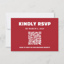 Bold Red Modern Typography Wedding RSVP Card