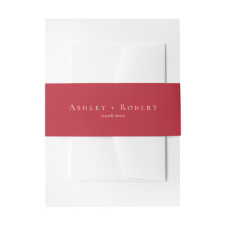 Bold Red Modern Wedding Invitation Belly Band