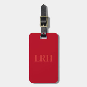 Bold Red Monochrome Classic Initial Monogram  Luggage Tag
