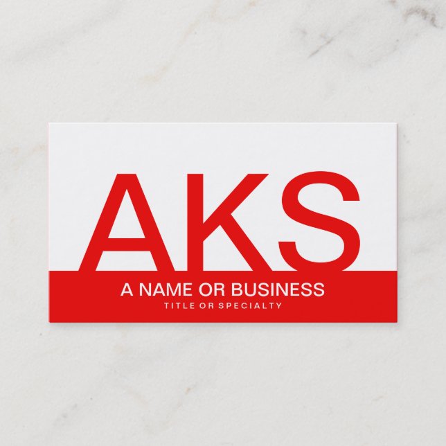bold red monograms business card (Front)