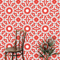 Bold Red Moroccan Style Geometric Pattern