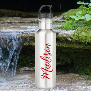 Bold Red Name Handwritten Script Custom 710 Ml Water Bottle