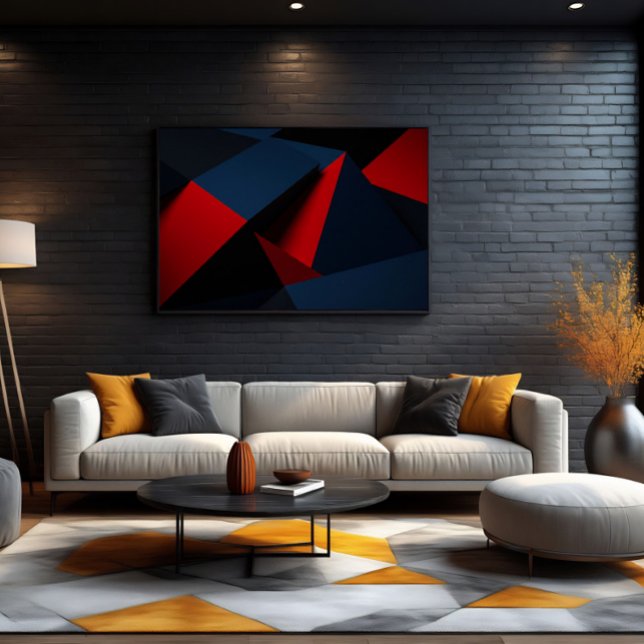 Bold Red Navy Blue Geometric Abstract Poster (Creator Uploaded)