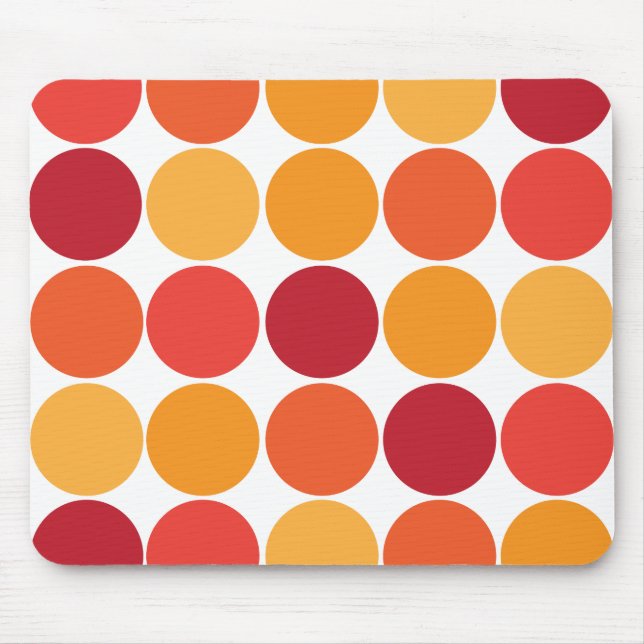 Bold Red Orange Big Polka Dots Circles Pattern Mouse Pad (Front)