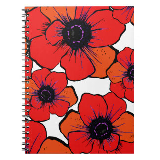 Bold Red Orange Poppies Spiral Notebook