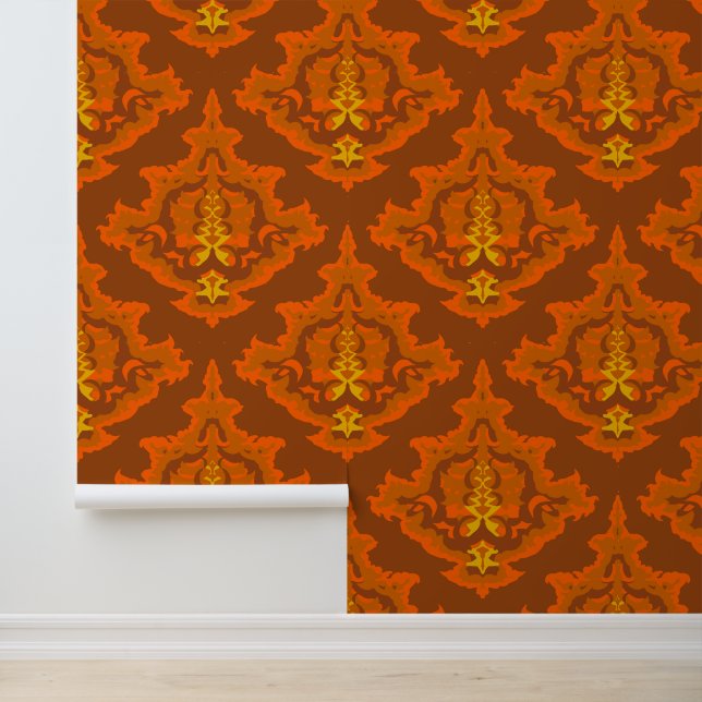 Bold Red Ornamental Pattern Wallpaper (Application)