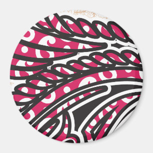 Bold Red Paisley Round Magnet