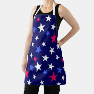 Bold Red, Patriotic Blue, and White Stars Apron
