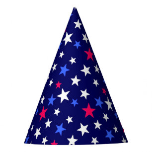 Bold Red, Patriotic Blue, and White Stars Party Hat