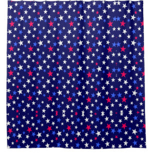 Bold Red, Patriotic Blue, and White Stars Shower Curtain