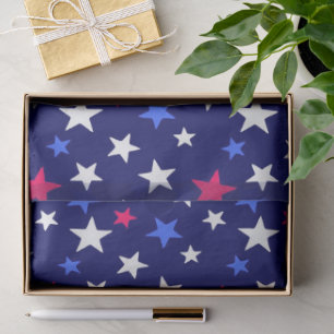 Bold Red, Patriotic Blue, and White Stars Tissue Paper