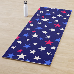 Bold Red, Patriotic Blue, and White Stars Yoga Mat
