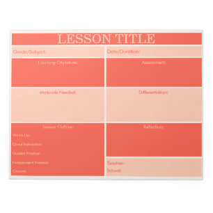 Bold Red Peach Retro Lesson Planner for Teachers Notepad