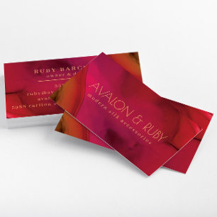 Bold Red & Pink Alcohol Ink Art Business Card