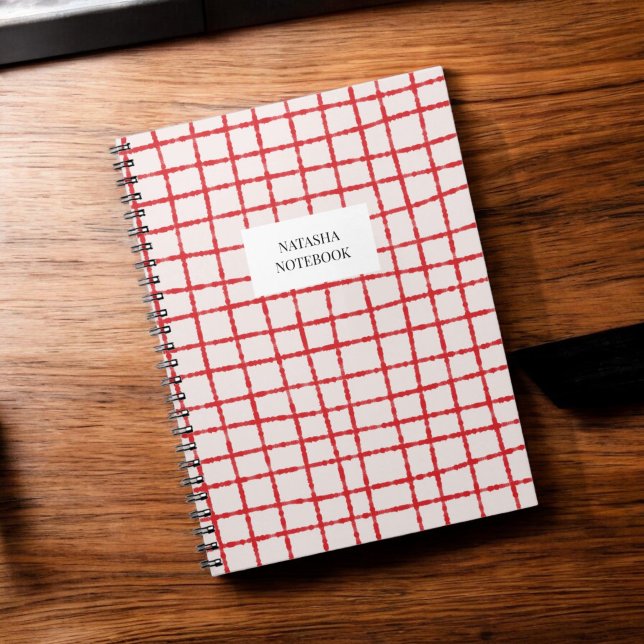 Bold Red Pink Check Pattern Notebook Stationery (Creator Uploaded)
