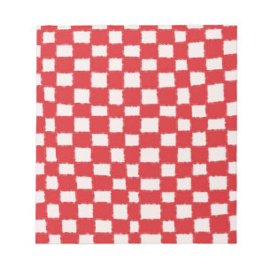Bold Red Pink Chequered Chequerboard Pattern Notepad