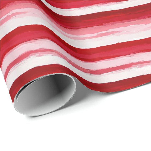 Bold Red & Pink Striped Gift Wrap (Roll Corner)