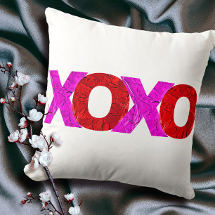Bold Red Pink XOXO Graphic Valentine’s Day Modern Cushion