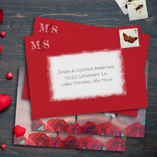 Bold Red, Pre-addressed 5x7 Wedding Invitation Envelope