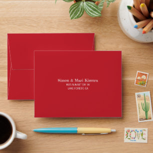 Bold Red, Pre-addressed Wedding RSVP Envelope