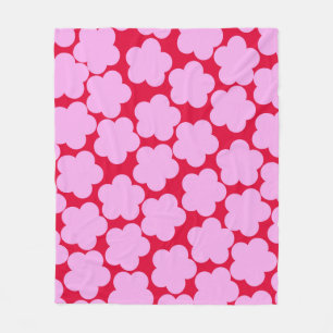 Bold Red Purple Tropical Floral Botanical Summer Fleece Blanket