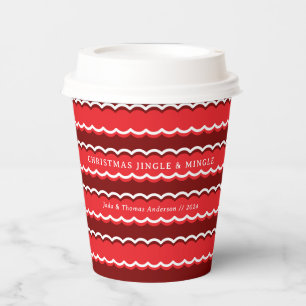 Bold Red Scallop Stripe Holiday Party Paper Cups