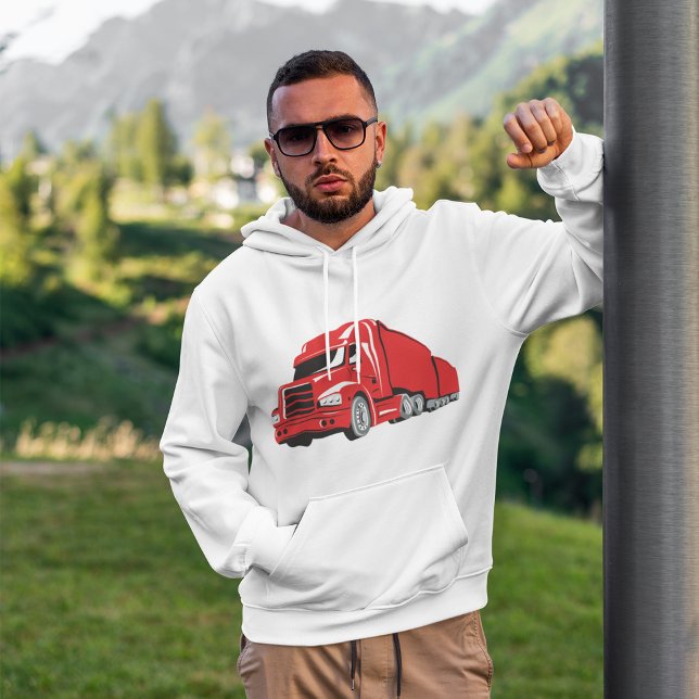 Bold Red Semi-Truck Big Rig Trucker  Hoodie (Creator Uploaded)