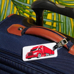 Bold Red Semi-Truck Big Rig Trucker  Luggage Tag