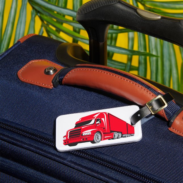 Bold Red Semi-Truck Big Rig Trucker  Luggage Tag (Creator Uploaded)
