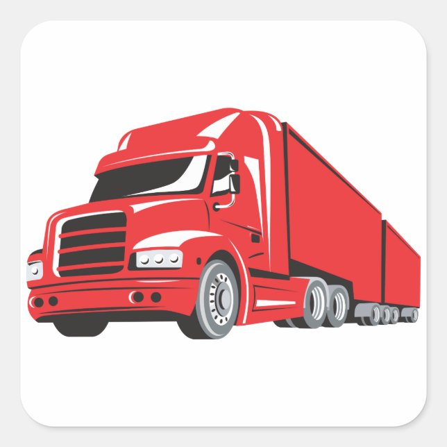 Bold Red Semi-Truck Big Rig Trucker  Square Sticker (Front)