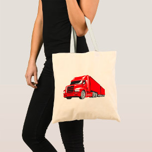 Bold Red Semi-Truck Big Rig Trucker  Tote Bag