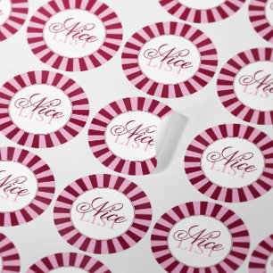 Bold red  stripe Nice list Christmas Party sticker
