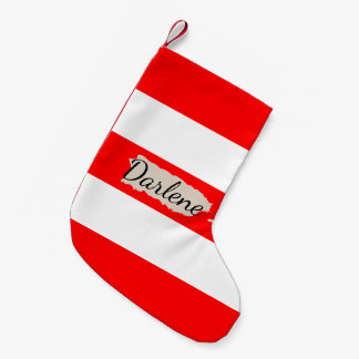 Bold Red Stripes Puerto Rico Map Custom Name Small Christmas Stocking