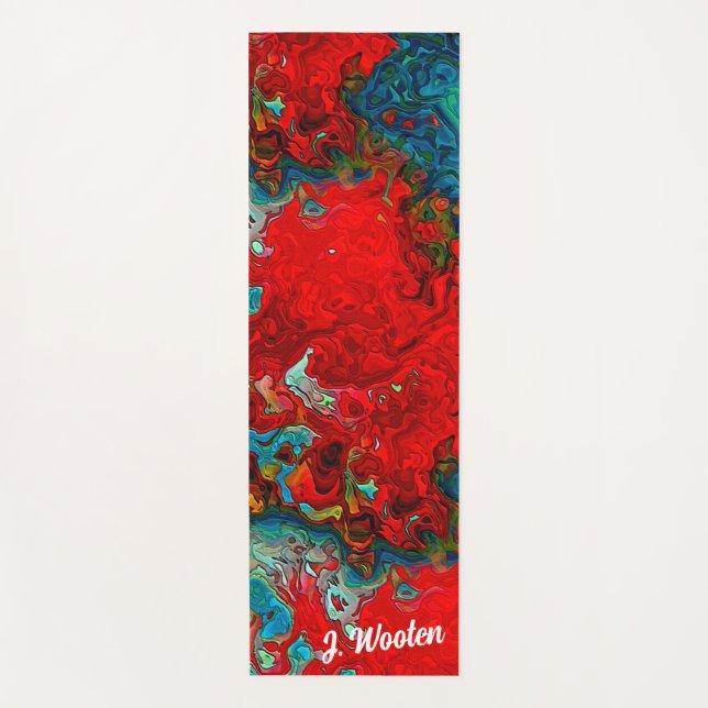 Bold Red & Teal Colourful Prayer Or Yoga Mat (Front)