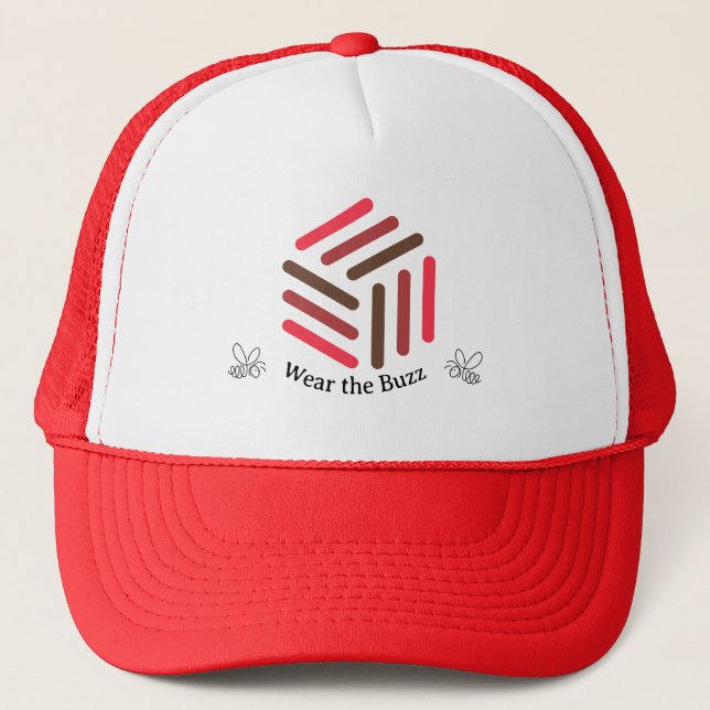 Bold Red Trucker Cap with Honeycomb Design (Front)