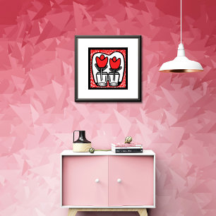 Bold Red Tulip Art in Modern Pop Style Poster