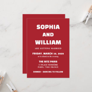 Bold Red Typography Wedding Invitation