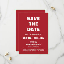 Bold Red Typography Wedding Save the Date Card