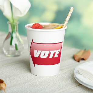 Bold Red Vote Arrow Sign Election Campaign Voting Paper Cups
