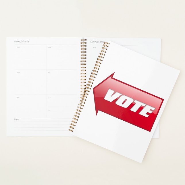 Bold Red Vote Arrow Sign Election Campaign Voting  Planner (Creator Uploaded)