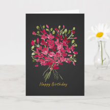 Bold Red Watercolor Floral Bouquet Birthday Card