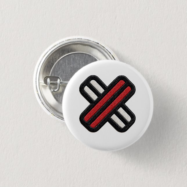 Bold Red & White Bandage Pinback Button (Front & Back)