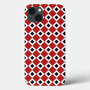 Bold Red, White, Black Diamond Pattern iPhone 13 Case