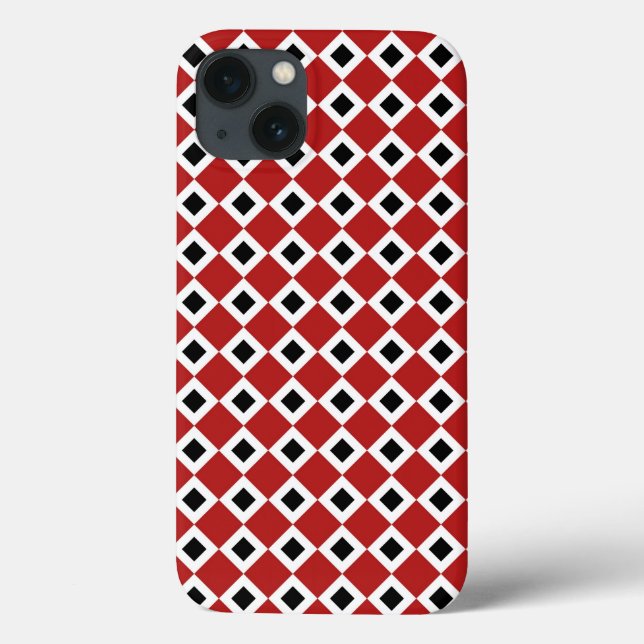Bold Red, White, Black Diamond Pattern Case-Mate iPhone Case (Back)